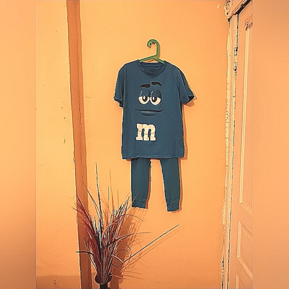 M&M'S & Marvel 100% Cotton Graphic Top Mix Match Blue Kids Pajama Set Size XXS